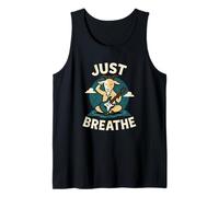 Just Breathe Yoga Goat Meditation Guitar Design Tank Top