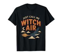 Just Call Me Witch Air Retro Marquee Airplane Broom T-Shirt