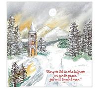 Just Cards Direct cards & gifts Christian Christmas cards - Snowy Church, pack of 10, with Bible verse Luke 2:14 inside these religious Christmas cards, by Just Cards Direct, White, 14x14cm