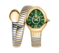 Just Cavalli Gold Color Case Dark Green Dial Two Tone Ss Women's Snake Watch Multi
