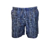 Just Cavalli Jeans-effect Faded All Over Logo Print Swim Shorts, Blue - Small