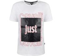 Men's Just Cavalli Box Logo White T-Shirt - Size: Regular/36