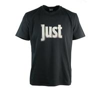 Just Cavalli Mens Fading Logo Black T-Shirt Cotton - Size Medium