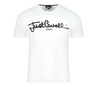 Just Cavalli Mens Logo Signature White T-Shirt Cotton - Size Large