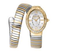 Just Cavalli Signature Snake Fiore - Women's Quartz Wrist Watch Fashion Bracelet and Case Stainless Steel Grey Dial Analogue Grey - JC1L390M0055