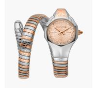 Just Cavalli Snake Valli Two Tone Silver & Rose Bracelet Watch Multi