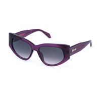 Just Cavalli Woman SJC169 0916 Sunglasses Acetate Violet Smoke Cat Eye Normal Nuanced