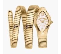 Just Cavalli Women's Snake Watch Gold Color White MOP Dial, Gold Color Stainless Steel Just Cavalli Gold One Size