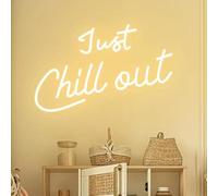 Just Chill Out Neon Sign Dimmable LED Wall Decor USB Powered Relaxing Light Chill Vibes Neon Light for Bedroom, Game Room, Man Cave, Home Bar Decor (Warm White)