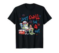 Just Chill The 4th Out Frog Patriotic US Flag 4th Of July T-Shirt