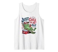 Just Chill The 4th Out Frog US Flag 4th Of July Tank Top