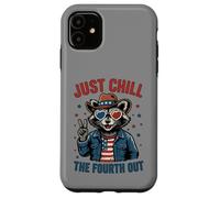 Just Chill The Fourth Out Patriotic Raccoon Meme Case for iPhone 11