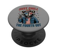 Just Chill The Fourth Out Patriotic Raccoon Meme PopSockets Adhesive PopGrip