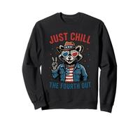 Just Chill The Fourth Out Patriotic Raccoon Meme Sweatshirt
