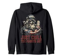 Just Chill The Fourth Out Raccoon Quote Funny Zip Hoodie