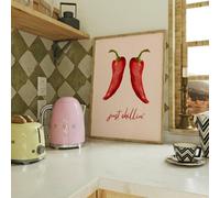 Just Chillin' Red Chilli Peppers Kitchen Wall Art Print, Pink Kitchen Prints, Girly Wall Art, Dining Room Prints
