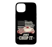 Just Chop It Distressed American Flag Vintage Hot Rod Art Case for iPhone 15 Plus