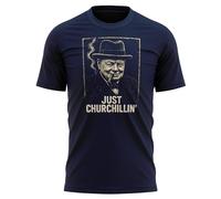 Just Churchillin' British T Shirt for Men - Mens Funny Churchill Tee - English Pride - Great Britain Heritage Patriotic Top for Him - Dad Grandad Gift, L, Navy