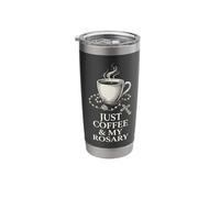 Just Coffee and My Rosary Catholic Prayer Morning Graphic Stainless Steel Insulated Tumbler