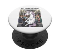 Just Commuting Things Funny Unicorn Public Transit Design PopSockets Adhesive PopGrip