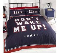 Just Contempo Dont Wake Me Up Duvet Cover Set, Double, Blue
