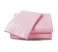 Just Contempo JC Percale Fitted Sheet, Non Iron Easycare, Polyester-Cotton, Pale Pink, Double