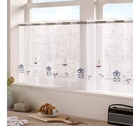 Just Contempo Nautical Seaside Cafe Net Voile Panel, Blue, 59x24 inches