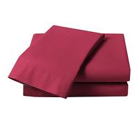 Just Contempo Plain Percale Fitted Sheet - Double, Burgundy Red