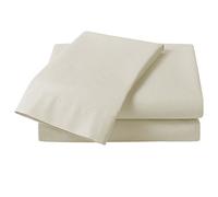 Just Contempo Plain Percale Fitted Sheet, Double, Cream