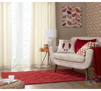 Just Contempo Velvet Band Lined Eyelet Curtains, Red, 46x54 inches