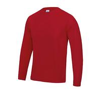 JUST COOL Mens Long Sleeve Cool Sports T-Shirt Fire Red L