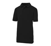 Just Cool Kids Unisex Sports Polo Plain Shirt (12-13) (Jet Black)
