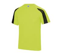 Just Cool Men's Contrast Cool Sports Plain T-Shirt in Bright Yellow | Size: XL Just Cool Bright Yellow XL