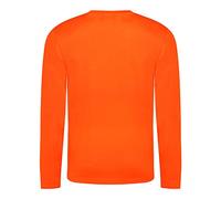 Just Cool Mens Long Sleeve Cool Sports Performance Plain T-Shirt (2XL) (Electric Orange)