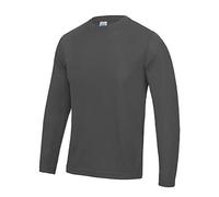 Just Cool Mens Long Sleeve Cool Sports Performance Plain T-Shirt (L) (Charcoal)