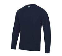 Just Cool Mens Long Sleeve T-Shirt - Cool Sports Performance Plain - M French Navy