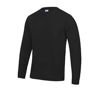 Just Cool Mens Long Sleeve Cool Sports Performance Plain T-Shirt (M) (Jet Black)