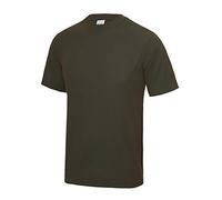 Just Cool Mens Performance Plain T-Shirt (L) (Olive)