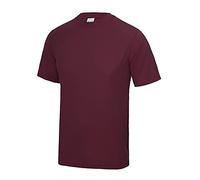 Just Cool Mens Performance Plain T-Shirt (S) (Burgundy)