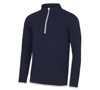 Just Cool Men's Plain Quarter Zip Sweatshirt in Navy | Size: 2XL Just Cool Navy 2XL