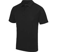 Just Cool Mens Plain Sports Polo Shirt (L) (Jet Black)
