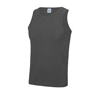 Just Cool Mens Sports Gym Plain Tank / Vest Top (2XL) (Charcoal)