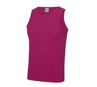 Just Cool Mens Sports Gym Plain Tank / Vest Top (2XL) (Hot Pink)