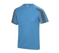 Just Cool Plain Polyester Breathable Wicking Athletic Sports Contrast T-Shirt