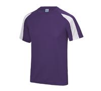 Just Cool Plain Polyester Breathable Wicking Athletic Sports Contrast T-Shirt