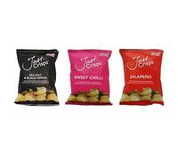 Just Crisps Hot Variety Box - Sweet Chilli, Jalepeno, Sea Salt and Black Pepper - The Only 100% British Crisp (24 x 40g)