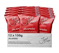 Just Crisps Jalapeno, 150g (Pack of 12). Handcooked Award Winning 100% Delicious British Crisps