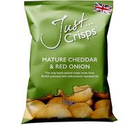 Just Crisps Mature Cheddar and Red Onion, 150g (Pack of 12). Handcooked Award Winning 100% Delicious British Crisps