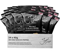 Just Crisps Sea Salt and Black Pepper, 40g (Pack of 24). Handcooked Award Winning 100% Delicious British Crisps