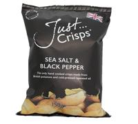Just Crisps Sea Salt and Black Pepper - The Only 100% British Crisp, 150g (Pack of 12)